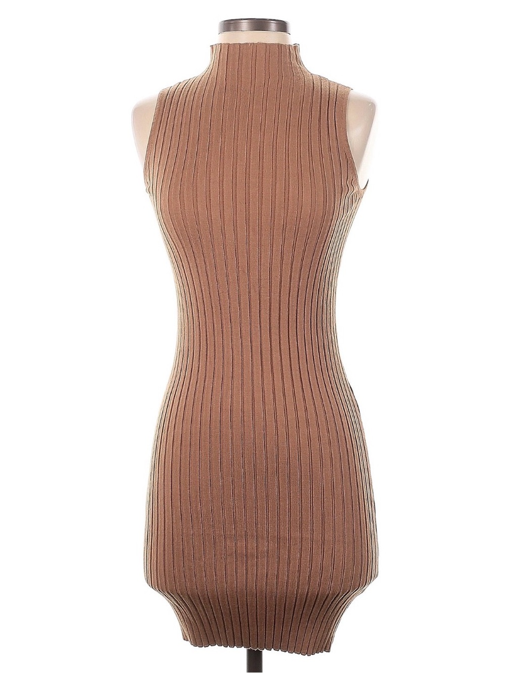 Sleeveless Oh Polly Ribbed Dress in Tan
